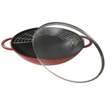 Wok STAUB żeliwo pokrywka 37 cm czerwony