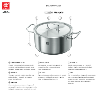 Garnek ZWILLING Twin Classic wysoki z pokrywką 2 ltr