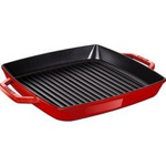 Patelnia STAUB grillowa żeliwo 2 uchwyty 33 cm czerwony