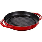 Patelnia STAUB grillowa żeliwo 2 uchwyty 22 cm czerwony