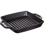 Patelnia STAUB grillowa żeliwo 2 uchwyty 23 cm czarny