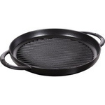 Patelnia STAUB grillowa żeliwo 2 uchwyty 30 cm czarny