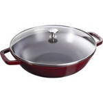 Wok STAUB żeliwo pokrywka 30 cm grenadynowy