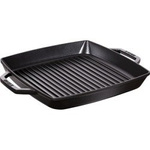 Patelnia STAUB grillowa żeliwo 2 uchwyty 33 cm czarny